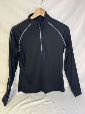 Callaway Black Long-Sleeve Quarter-Zip Top with Gray Contrast Stitching
